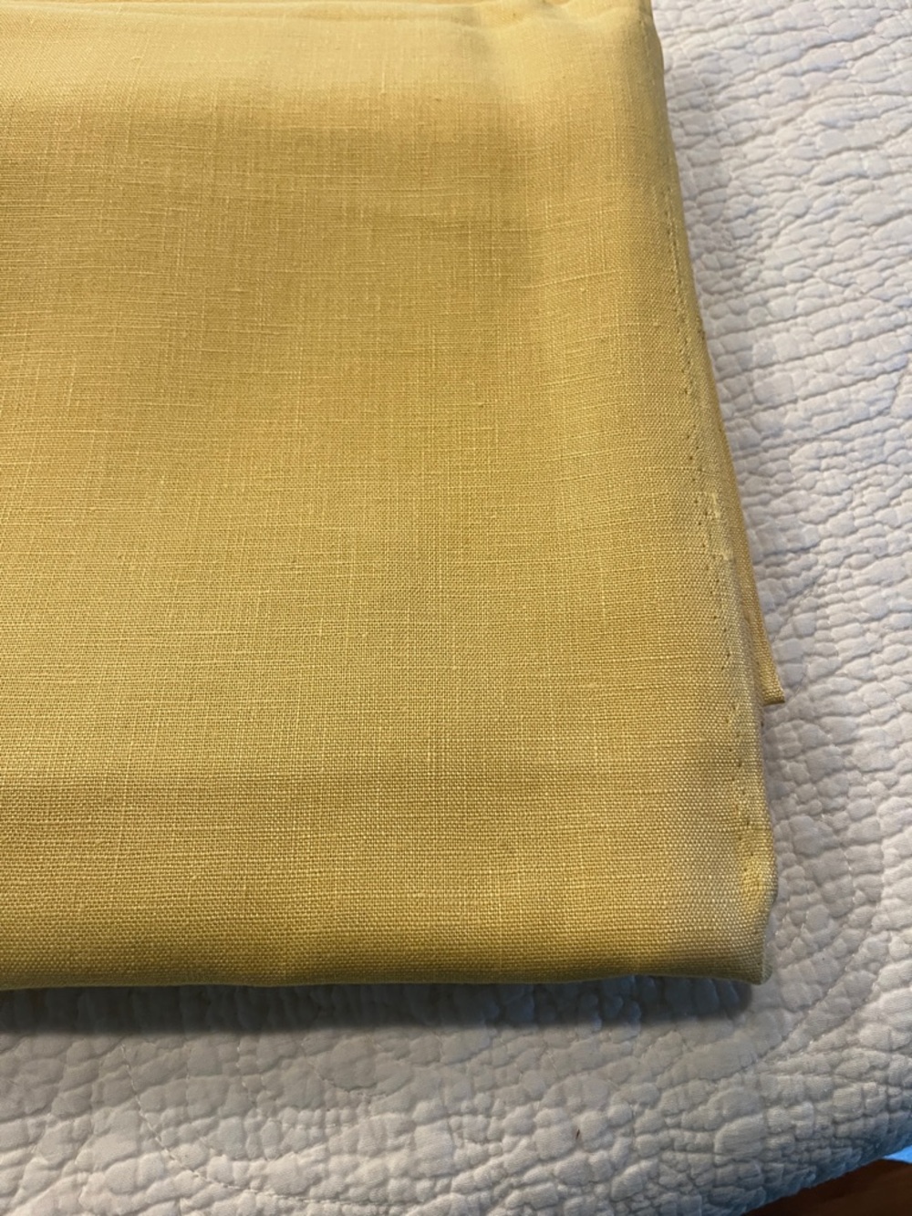 Vintage Light Yellow Linen Fabric 3.5 yards - Picture 2 of 3
